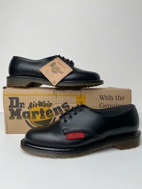 Vintage Dr. Martens England Black Leather Royal Mail Post Office Oxfords UK 4.5